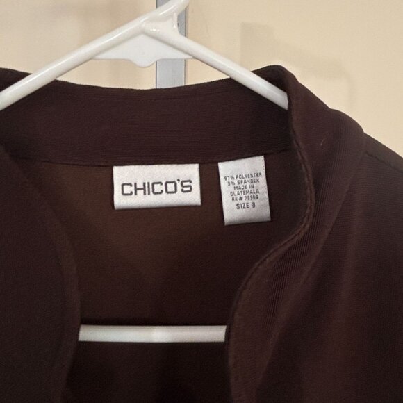 Chicos Brown Zip Up Jacket Decorative Heart Patch Size 3 XL 16 18 - Picture 2 of 10